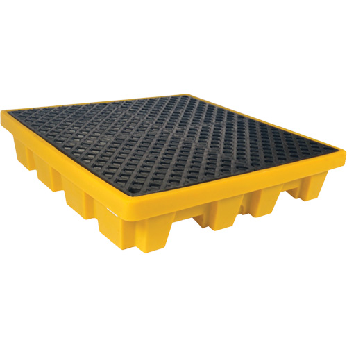Ultra-Spill Pallet emboitable, 4 barils, Capacit&eacute; de d&eacute;versement 66 gal. US, 51" x 51" x 10" Ontario Safety Products