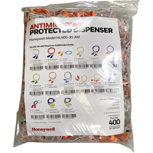 TF-30 Earplugs Refill for HL400 Dispenser, Bulk - Polybag, Corded Ontario Safety Products