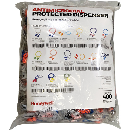 XTR-30 Earplugs Refill for HL400 Dispenser, Bulk - Polybag, Corded Ontario Safety Products