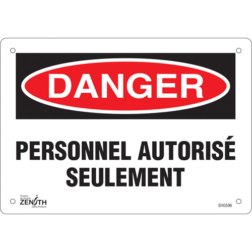 "Personnel autoris&eacute; seulement" Sign, 7" x 10", Plastic, French Ontario Safety Products