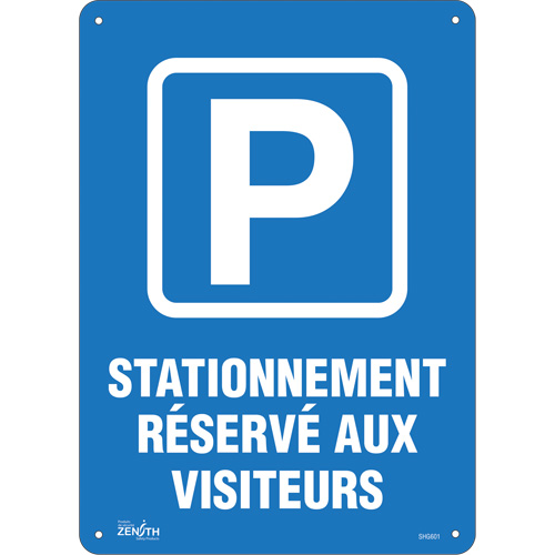 Enseigne  Stationnement r&eacute;serv&eacute; aux visiteurs , 10" x 14", Plastique, Français avec pictogramme Ontario Safety Products