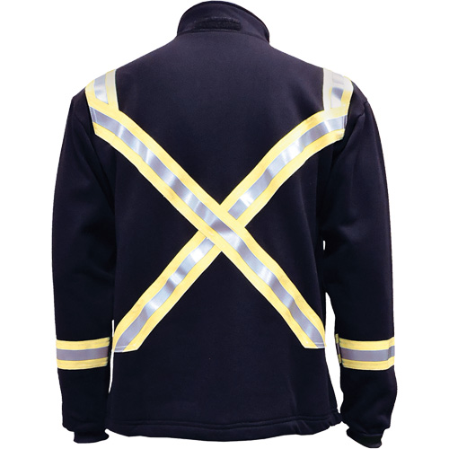 Flame Resistant Striped Full Zip Fleece Jacket, 4X-Large, Navy Blue Ontario Safety Products