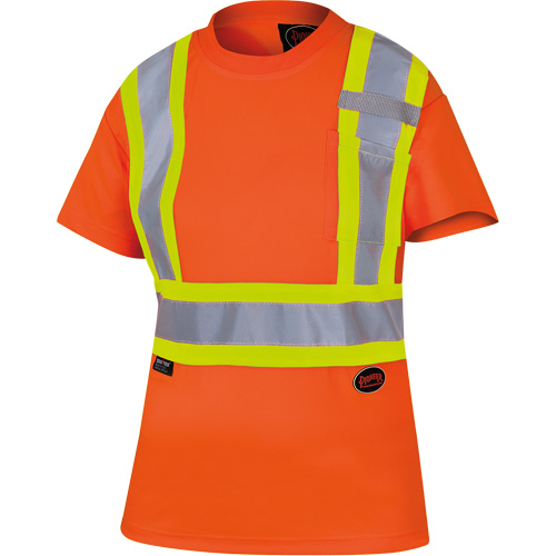 6948 T-shirt de s&eacute;curit&eacute; en il-de-perdrix pour femme, Polyester, T-petit, Orange haute visibilit&eacute; Ontario Safety Products