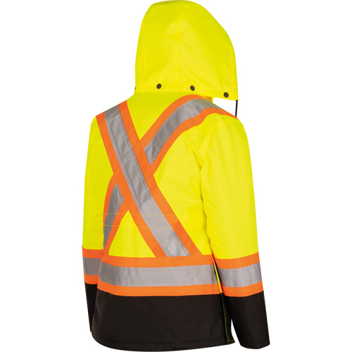 5021BBW Women's  7-in-1 Waterproof Jacket with Hood, Polyester/Polyurethane, High Visibility Lime-Yellow, X-Small Ontario Safety Products