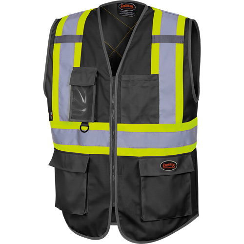 6959BK Veste de s&eacute;curit&eacute; haute visibilit&eacute; en tricot chaîne avec fermeture &agrave; glissi&egrave;re, Noir, T-petit, Polyester Ontario Safety Products