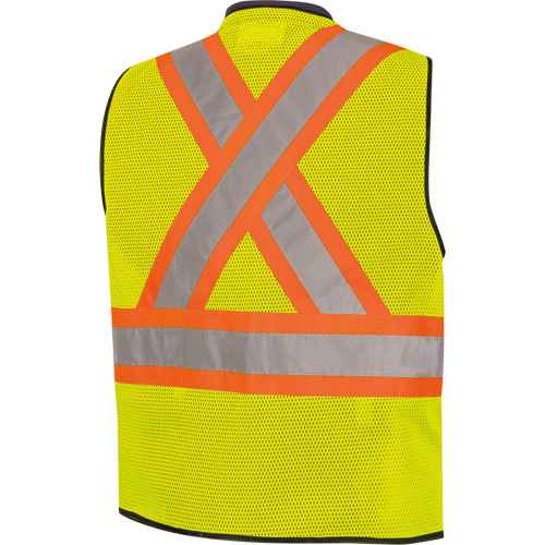 6895 Veste de s&eacute;curit&eacute; haute visibilit&eacute; bicolore avec fermeture &agrave; glissi&egrave;re sur tout le devant, Noir/Jaune lime haute visibilit&eacute;, 2T-Grand/3T-Grand, Polyester Ontario Safety Products