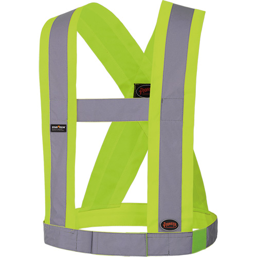 5493 Bretelles ajustables de s&eacute;curit&eacute; haute visibilit&eacute; de 4" de largeur, R&eacute;pond ou surpasse la norme CSA Z96 classe 2 - niveau 2, Jaune lime haute visibilit&eacute;, Couleur r&eacute;fl&eacute;chissante Argent, Taille uniq Ontario Safety Products