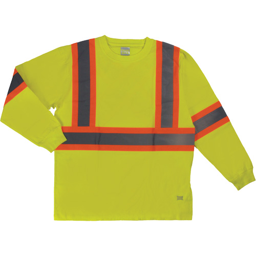 T-shirt de s&eacute;curit&eacute; &agrave; manches longues, Coton, T-petit, Jaune lime haute visibilit&eacute; Ontario Safety Products