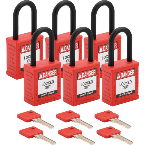 Velocity Lockout Padlocks, Red, Keyed Different, Nylon, 1-1/2" Width Ontario Safety Products