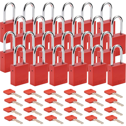Lockout Padlock, Safety Padlock, Keyed Different, Aluminum, 1-1/2" Width Ontario Safety Products