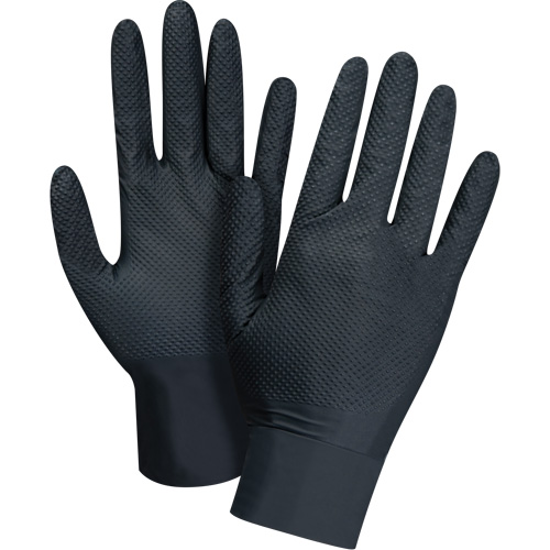 Heavyweight Tactile Grip Examination Gloves, 2X-Large, Nitrile, 8-mil, Powder-Free, Black Ontario Safety Products