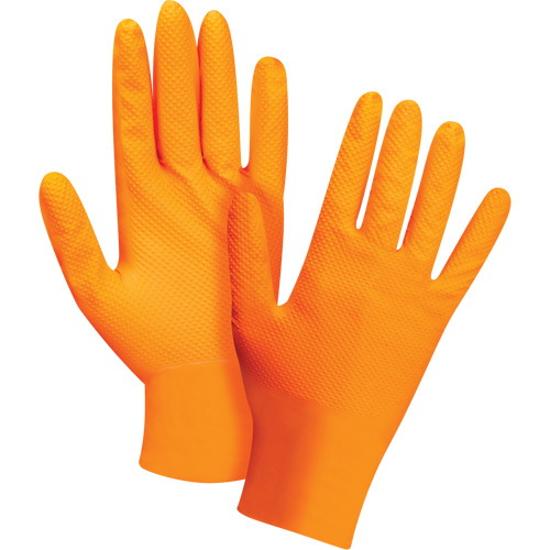 Gants d'examen de poids lourd &agrave; prise tactile, Petit, Nitrile, 8 mils, Sans poudre, Orange Ontario Safety Products