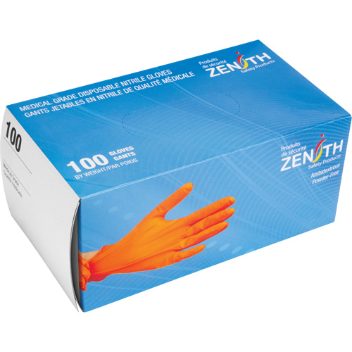 Gants d'examen de poids lourd &agrave; prise tactile, Petit, Nitrile, 8 mils, Sans poudre, Orange Ontario Safety Products