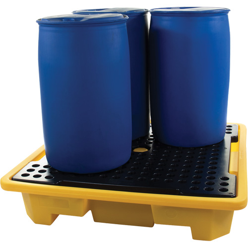 4-Drum Spill Pallet, 66 US gal. Spill Capacity, 57.5" x 57.5" x 12" Ontario Safety Products