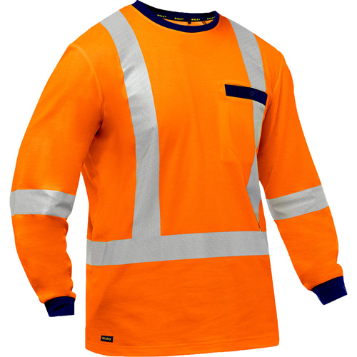 Chemise &agrave; manches longues et X au dos Bisley, Poly-coton, Petit, Orange haute visibilit&eacute; Ontario Safety Products