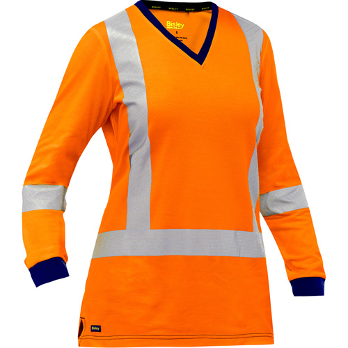 Chemise &agrave; manches longues et X au dos Bisley pour femmes, Poly-coton, Petit, Orange haute visibilit&eacute; Ontario Safety Products