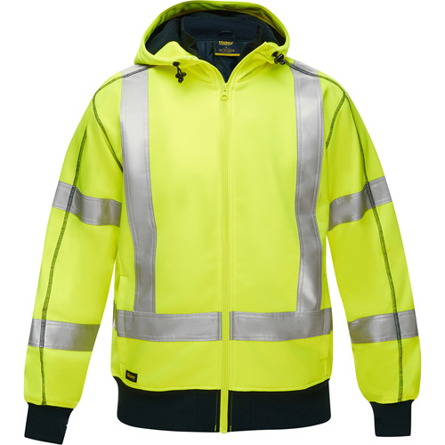 Bisley&reg; X-Back Full Zip Hooded Sweatshirt with Sherpa Lining, X-Large, High Visibility Lime-Yellow Ontario Safety Products