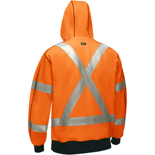 Bisley&reg; X-Back Full Zip Hooded Sweatshirt with Sherpa Lining, 4X-Large, High Visibility Orange Ontario Safety Products