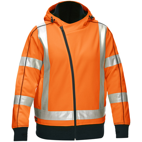 Bisley&reg; X-Back Women's Contoured Full Zip Hooded Sweatshirt with Sherpa Lining, X-Large, High Visibility Orange Ontario Safety Products