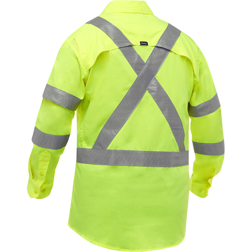 Chemise de travail &agrave; manches longues et X au dos Bisley avec X-Airflow, Poly-coton, Petit, Jaune lime haute visibilit&eacute; Ontario Safety Products