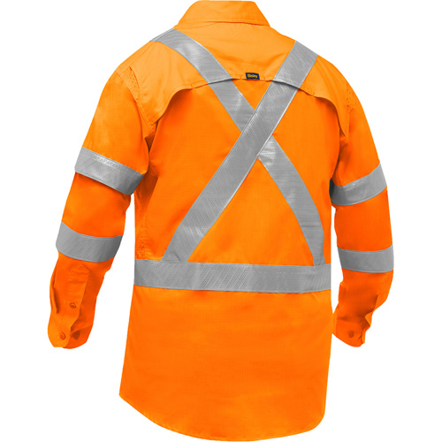 Chemise de travail &agrave; manches longues et X au dos Bisley avec X-Airflow, Poly-coton, Petit, Orange haute visibilit&eacute; Ontario Safety Products