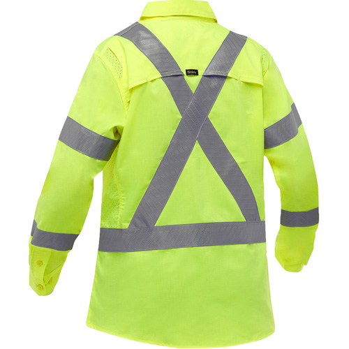 Chemise de travail &agrave; manches longues et X au dos Bisley avec X-Airflow pour femmes, Poly-coton, Petit, Jaune lime haute visibilit&eacute; Ontario Safety Products