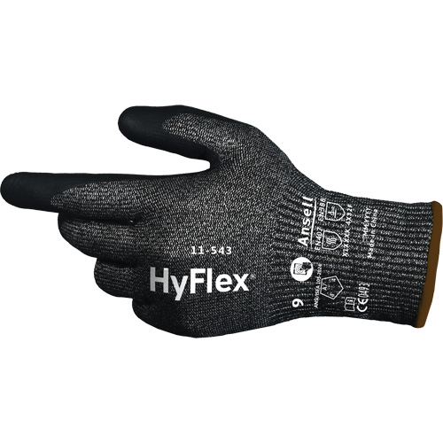 Gants r&eacute;sistants &agrave; la coupe HYFLEX 11-543, Taille 6, Calibre 13, Rev&ecirc;tement Nitrile, Enveloppe en Nylon/Acier inoxydable/PEHP/Spandex, ASTM ANSI niveau A7/EN 388 niveau F Ontario Safety Products