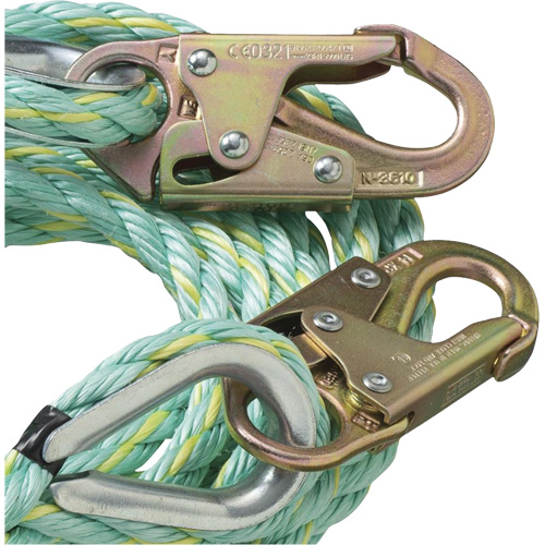 VL-1122-100 Cordage de s&eacute;curit&eacute; vertical avec crochet mousqueton d'ancrage, Copolym&egrave;re Ontario Safety Products