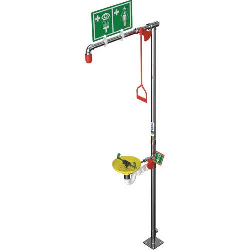 Douche combin&eacute;e avec cuvette ouverte en ABS et entr&eacute;e sup&eacute;rieure, Socle Ontario Safety Products