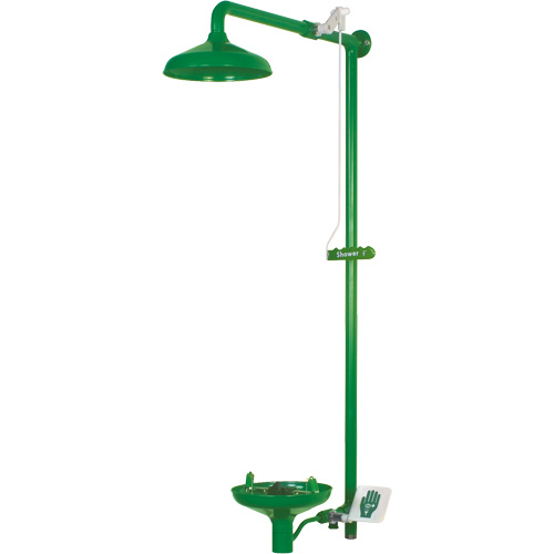 Douche combin&eacute;e pour laboratoire avec cuvette ouverte en ABS, Montage mural Ontario Safety Products