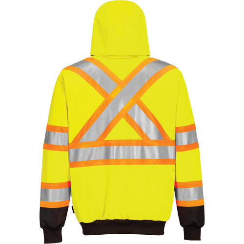 Chandail de s&eacute;curit&eacute; &agrave; capuchon avec bandes contrastantes, Petit, Noir/Jaune lime haute visibilit&eacute; Ontario Safety Products