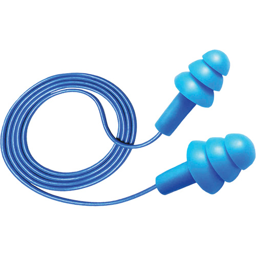 Bouchons d'oreilles d&eacute;tectables et r&eacute;utilisables Hush 50-25, Avec cordon, Taille unique, Vrac - Boîte, NRR dB 25 Ontario Safety Products