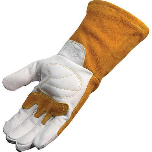 Gants de soudeur TIG/MIG de premi&egrave;re qualit&eacute; avec dos en cuir de vache refendue isol&eacute;es et ignifug&eacute;s Caiman, Cuir fleur de ch&egrave;vre, Taille Grand Ontario Safety Products