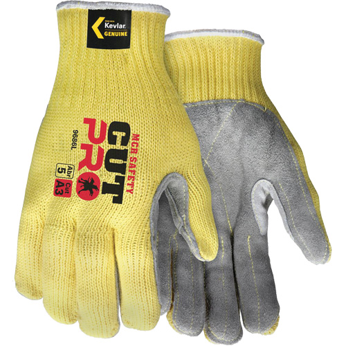 Gants de travail r&eacute;sistant &agrave; la coupe CutPro avec paume en cuir fendu, Taille Petit, Calibre 7, Enveloppe en Kevlar, ASTM ANSI niveau A3 Ontario Safety Products