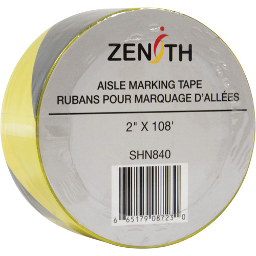Ruban pour marquage d'all&eacute;es, 2" x 108', PVC, Noir et jaune Ontario Safety Products