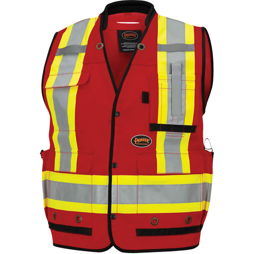 6678 Veste d'arpenteur antimicrobienne haute visibilit&eacute; avec dos en maille, Rouge, Petit, Polyester Ontario Safety Products