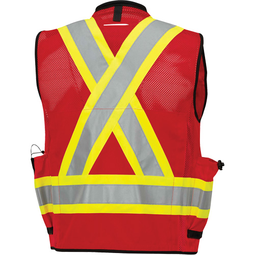 6678 Veste d'arpenteur antimicrobienne haute visibilit&eacute; avec dos en maille, Rouge, Petit, Polyester Ontario Safety Products