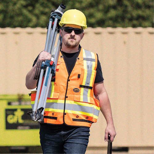 6680 Veste d'arpenteur antimicrobienne haute visibilit&eacute; avec dos en maille, Orange haute visibilit&eacute;, Petit, Polyester Ontario Safety Products