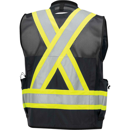 6679 High-Visibility Antimicrobial Mesh-Back Surveyor Vest, Black, Small, Polyester Ontario Safety Products