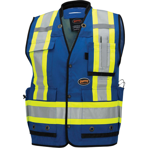 6681 Veste d'arpenteur antimicrobienne haute visibilit&eacute; avec dos en maille, Bleu royal, Petit, Polyester Ontario Safety Products