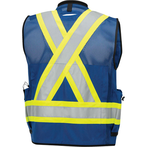 6681 Veste d'arpenteur antimicrobienne haute visibilit&eacute; avec dos en maille, Bleu royal, Petit, Polyester Ontario Safety Products