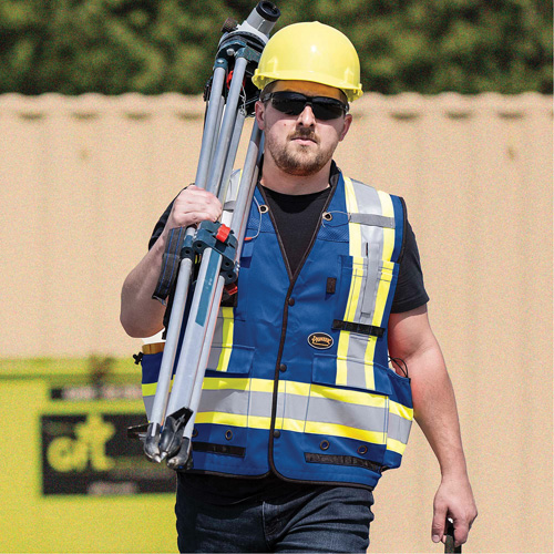 6681 Veste d'arpenteur antimicrobienne haute visibilit&eacute; avec dos en maille, Bleu royal, Petit, Polyester Ontario Safety Products