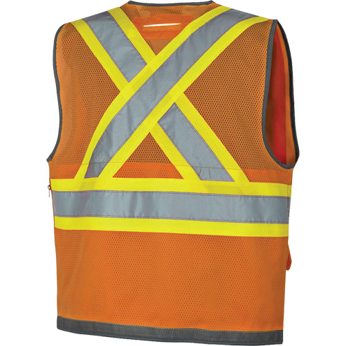 Pioneer Mesh Back Zip Front Surveyor Safety Vest, High Visibility Orange, Small, Polyester Ontario Safety Products