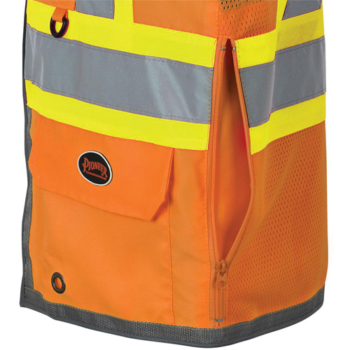 Pioneer Mesh Back Zip Front Surveyor Safety Vest, High Visibility Orange, Small, Polyester Ontario Safety Products