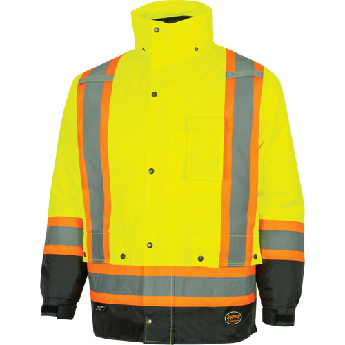 5057 Pioneer&reg; Yukon 7-in-1 Waterproof Winter Safety Parka, Polyester, Black/High Visibility Lime-Yellow, X-Small Ontario Safety Products