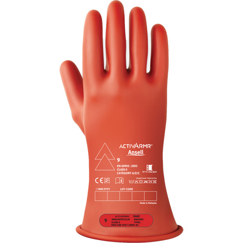 ActivArmr&reg; RIG R011RUL Ultra-Lightweight Electrical Insulated Gloves, ASTM Class 0, Size 10, 11" L Ontario Safety Products
