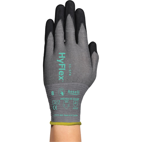 Gants r&eacute;sistants &agrave; la coupe HYFLEX 11-574, Taille 5/2T-petit, Calibre 21, Rev&ecirc;tement Mousse de nitrile, Enveloppe en Intercept, ASTM ANSI niveau A4/EN 388 niveau D Ontario Safety Products