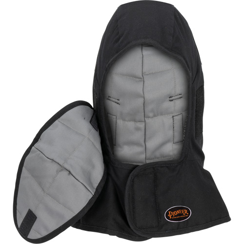 Pioneer 765A Flame-Resistant Quilted Hard Hat Liner with Long Neck & Detachable Mouthpiece, Black/Grey, Cotton/FR-Tech&reg;/Modacrylic/Nylon Ontario Safety Products