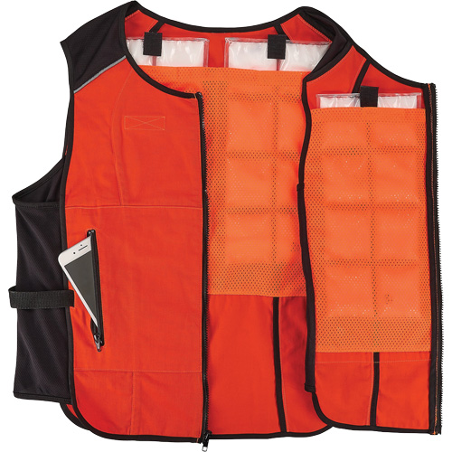 Veste de refroidissement &agrave; changement de phase l&eacute;g&egrave;re avec sachets de recharge Chill-Its 6260, Petit/Moyen, Orange Ontario Safety Products