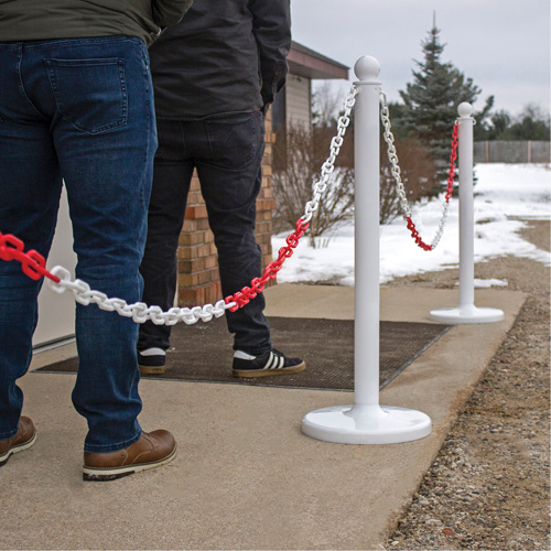 Chaîne de barri&egrave;re en plastique &agrave; deux couleurs, Vert/Blanc, Maillon de 2", 500' de long Ontario Safety Products